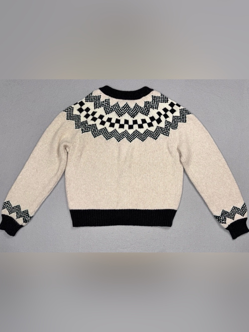Marine Layer Womens Ava Fair Isle Wool Blend Knit Cardigan In Oatmeal Heather-S - Picture 5 of 5